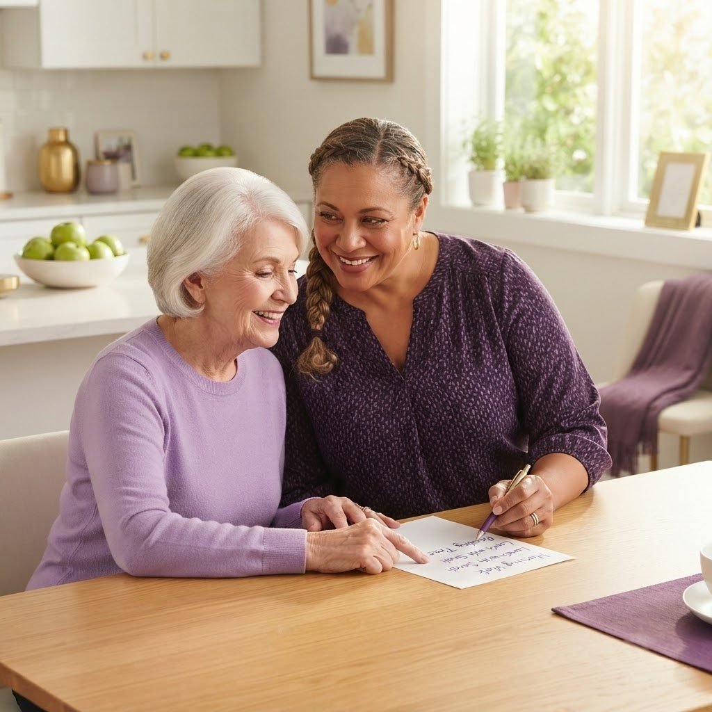 Esthercare Caregiver And Older Adult Reviewing