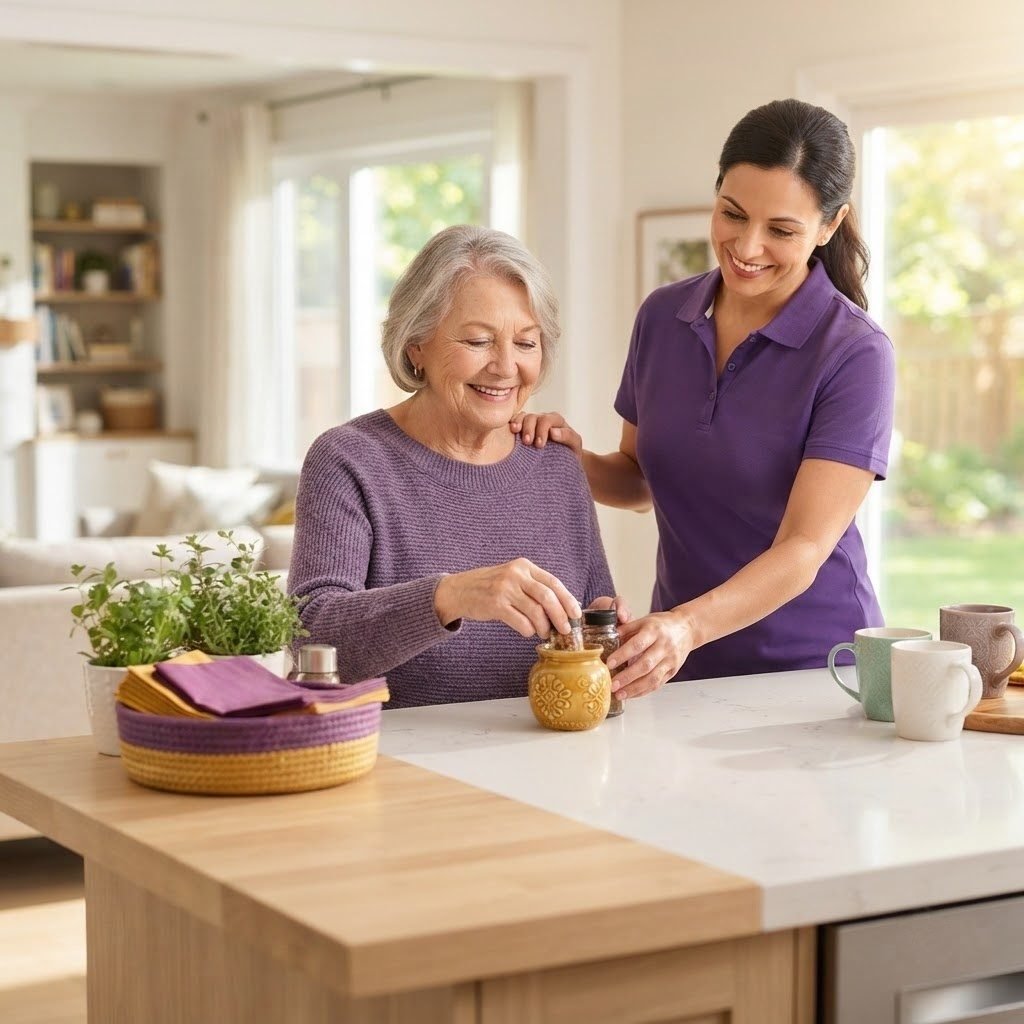 Esthercare Caregiver Helping Older Adult Or